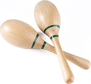 Musfunny Maracas Hand Percussion Rattles,Beech Wood Material Rumba Shakers with Clear and Professional Sounds Musical Instrument for Party,Games (Natural)