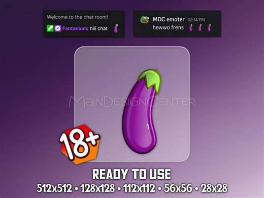 18  Eggplant Animated Emote · GIF Emoticon · Discord · Adult Funny Meme · Colorful Dynamic GIF · Streaming Assets Overlays · Chat Hype Emote - Etsy UK