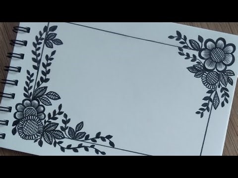 Easy and Simple Border Design for Project | Easy corner Flower Drawing Tutorial For Beginners Simple