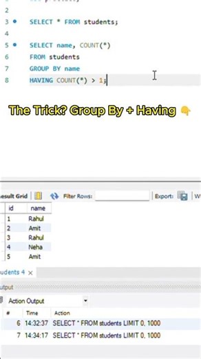 Find Duplicate Rows in SQL in 5 Seconds 🔥#shorts