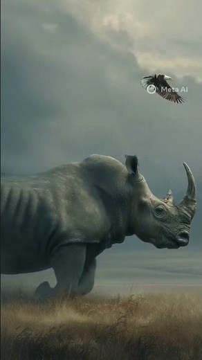 rhinoceros and eagle 🦏 🦅, #animalshorts #animallife