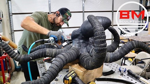 Giant Octopus Sculpture from Recycled Tires & Foam