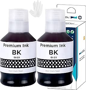 GI-21 Ink Bottles Replacement for Canon 21 GI-21 GI21 Ink Refill Bottles Compatible with Canon PIXMA G3260 G2260 G1220 G3270 G2270 G1230 Printer (Black 170ML, 2-Pack)