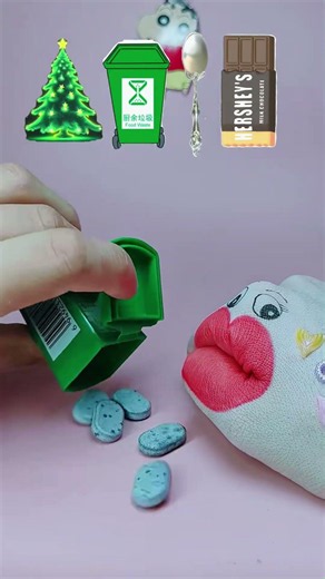 ASMR hand mukbang | Christmas tree candy beads jelly | Spoon-shaped slushie | Green trash can candy