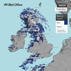 Stepping outside during your lunch break? 🌨️ Here's the latest showing where the rain, sleet and hill snow is ⤵️ | Met Office