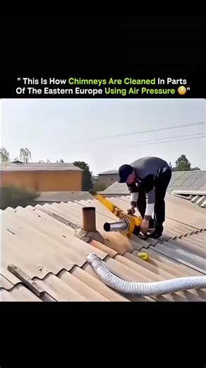 explain | A blast of controlled air replaces brushes and ladders in this clever cleaning method 🏭💨 In parts of Eastern Europe, chimney cleaning is... | Instagram