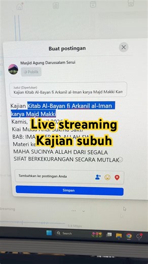 Live streaming kajian subuh dengan OBS Studio, kamera cctv, sound card manocaster AM100 #livestream
