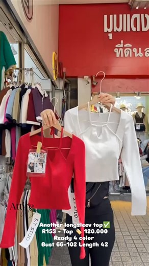 FASHION IMPORT TREND 🇹🇭 on Instagram: "Another longsleev top✅ R153 - Top 🏷️ 120.000 Ready 4 color Bust 66-102 Length 42"