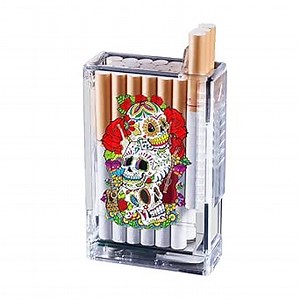 Cigarette Case with Lighter, Full Pack 20 Regular Cigarettes Box,Portable Cigarettes Holder USB Lighters 2 in 1, Best Birthday Christmas Gifts for Women Men (Pattern 4)