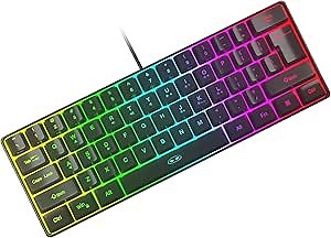 60% Wired Gaming Keyboard, RGB Backlit Ultra-Compact Mini Keyboard, Mechanical Feeling Membrane Mini Compact 61 Keys Keyboard for PC/Mac Gamer, Typist, Travel, Easy to Carry on Business Trip(Black)
