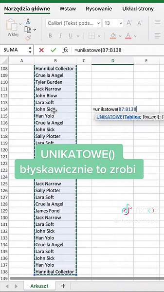 Błyskawiczne usuwanie duplikatów z każdej listy #excel #excelpolska #exceltutorial #tiktoktutorial #kariera
