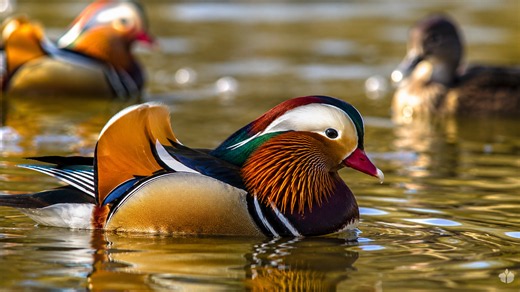 Wildlife camera captures a mandarin duck at close range