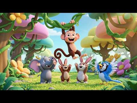 Funny Monkey Jumps Hop Hop Hop | Active Kids Song & Jungle Nursery Rhymes