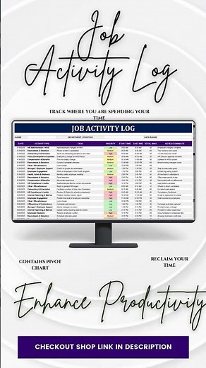 Job Activity Log Template 📊 Task Tracker & Working Hours Log (Excel + Google Sheets)