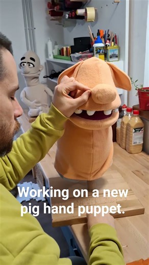 Working on a professional hand puppet pig #puppet #handpuppet #handmade #sewing #diy