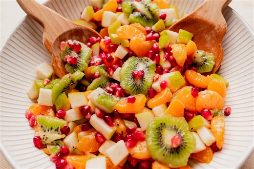 A colorful Christmas fruit salad anyone can make