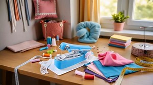 Blue Handheld Sewing Machine - Portable Mini Manual Mini Sewer Machine - Hand Stitcher Sewing Machine - Needlework Tool Arts, Crafts and Sewing For DIY Crafts Home Travel