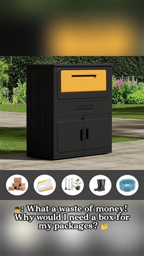 ADDOK Resin Drop Box for Packages Delivery Outdoor, 65 Gallon Anti-Theft Parcel Drop Boxes with Lockable Secure, 34.25” W x 15” D x 36.22”H, Black