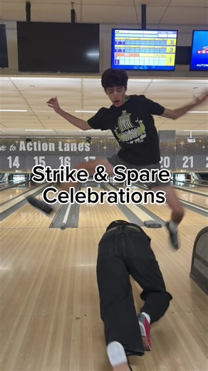 Strike & Spare Celly’s! @DTang you should use some of these. #bowling #celebration #fyp #dudeperfect