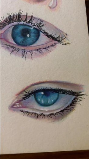 Tutorial de ojo realista azul👁️💙 “CON 3 COLORES 🎨” #colortheory #art #dibujo #draws #arte