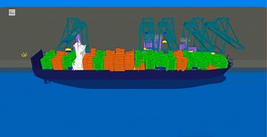 Container terminal simulation with 5 cranes