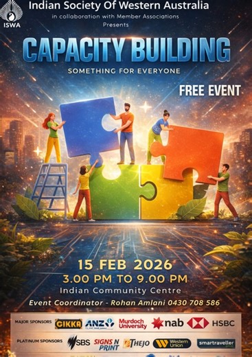 Indian Society of WA (ISWA) on Instagram: "🌟 Capacity Building🌟 FREE Community Event https://iswa-perth.org/capacity-building-workshop.../ 💡 Learn. Connect. Empower. Let’s come together for an evening of learning, culture, creativity, and connection as we bring together families, community members, and organizations under one roof. 🎓 Workshops & Interactive Sessions https://iswa-perth.org/capacity-building-workshop.../ Throughout the event, attendees can choose from a wide range of engaging 