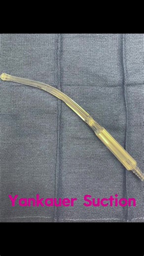 The Yankauer Suction Tip is one of the most commonly used suction tips. You may have seen this suction tip when you have gone to the dentist. The Yankauer is used to clear fluids from the surgical field. It is available in vented and non-vented varieties. Having a vent on your suction allows you to have a little more control over the suctions intensity. The threaded end of the instrument attaches to suction tubing. #surgical_picture_dictionary #surgicalinstruments #ornurselife #surgicaltechnolog
