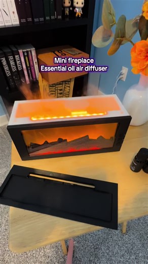 Essential oils add beautiful scents to your home. This mini fireplace adds ambiance to just another air diffuser. Multi-color changing, easy to set up, and gives off cozy vibes! #tiktokshopblackfriday #tiktokshopcybermonday #airdiffuser #essentialoils #stockingstuffer