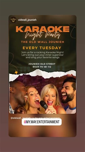 My Way Karaoke & Entertainment 🎶🎤 KARAOKE EVERY TUESDAY AT THE OLD WALL #jounieh #karaoke #karaokenight #singer #sing