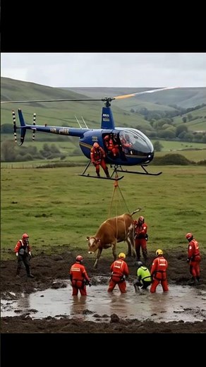 Incredible Cow Rescue by Helicopter in the USA #shorts #animalrescue #love #nature #survival #cute