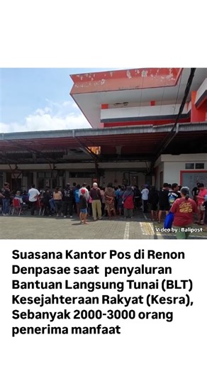 INFO DENPASAR BALI on Instagram: "Suasana Kantor Pos Denpasar, Renon pada Rabu (26/11) di tengah penyaluran Bantuan Langsung Tunai (BLT) Kesejahteraan Rakyat (Kesra). Executive General Manager Kantor Pos KCP Denpasar di Renon, Arya Febrianto, mengatakan bahwa pembayaran BLT Kesra sudah dilakukan sejak Jumat (21/11) lalu. Proes penyaluran jadwal utama berlanjut hingga Kamis (27/11). Penyaluran bantuan bagi warga yang terlambat hadir tetap dilakukan hingga batas waktu yang telah ditentukan, yaitu 