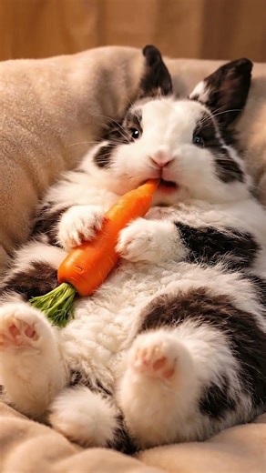 Cute Bunny Eating Carrots | Adorable Rabbit Snack Time 🥕❤️ #Shorts
