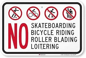 SmartSign "No Roller Skates, Skateboarding & Bicycles" Sign | 12" x 18" 3M Engineer Grade Reflective Aluminum, Made in USA