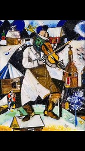 Marc Chagall - The Fiddler (1913) #marcchagall #chagall | Contemporary Art