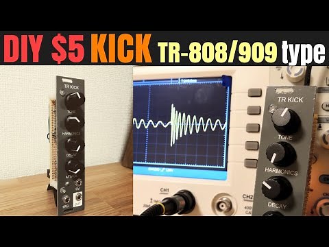 [ $5 ] DIY eurorack modular synth KICK (Roland TR-808/909 drum machine type) with arduino