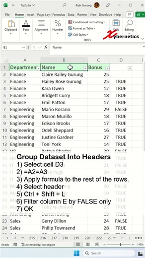 Group Dataset Real Fast In Excel - Excel Tips and Tricks #shorts
