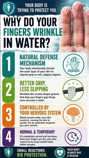 Why Do Your Fingers Wrinkle in Water? 🌊 The Surprising Reason! #wellness #healthylifestyle #health