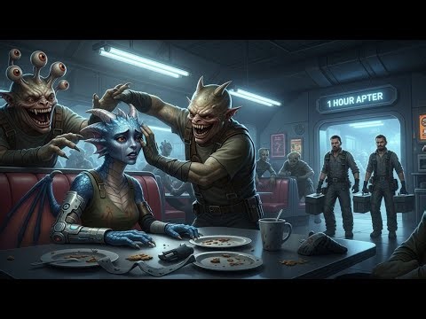 Alien Bullies Slapped Disabled Dragon Girl in a Space Diner—An Hour Later Human Mechanics Walked In