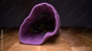 Inside the sock. Colourful macro dolly shot of an inside of sock texture. Gliding through the sock Stock Video