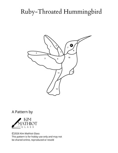 Ruby Throated Hummingbird Stained Glass Sun Catcher Pattern - Etsy