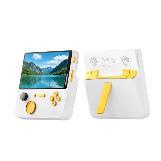 [$36.64] GAMEMT E5 5 Inch HD Screen Retro Game Console Dual-Core Processor Handheld, Spec: 32GB(Yellow)