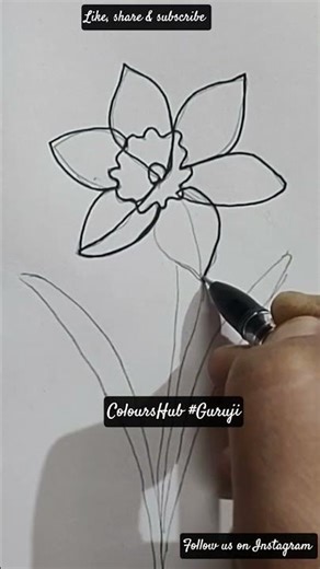 5-minute One line art|| Daffodils flower drawing#youtube #artist