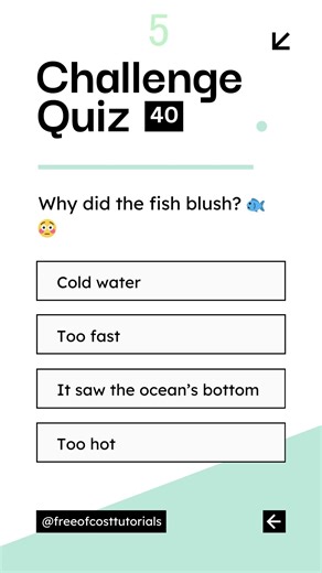 Why Did the Fish Blush?🐟😳😂 | Challenge Quiz #40 #shortvideo #shortfeed #shorts #viral #youtubeshorts