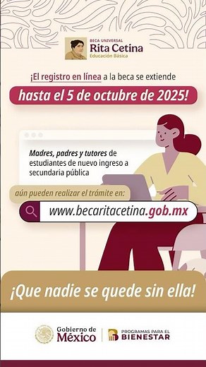La #BecaRitaCetina para estudiantes de secundaria amplió su registro hasta el 5 de octubre 🎓📅