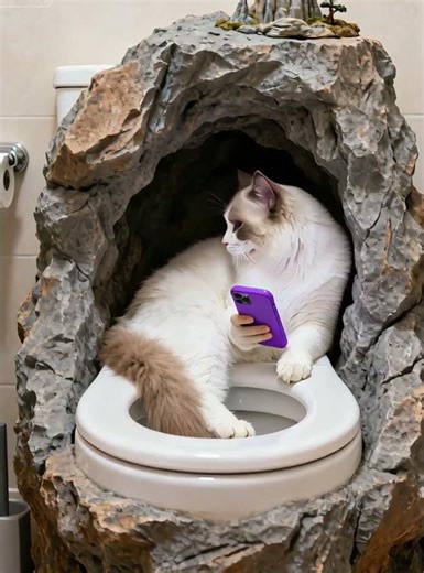 Would You Let Your Cat Use a "Weird" Toilet? 🚽🐱 #viral