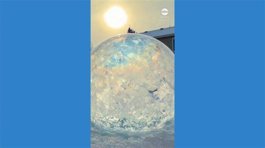 Soap bubbles freeze over during icy weather