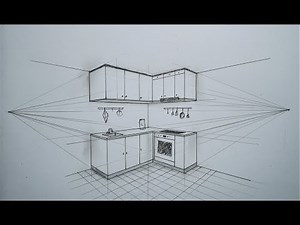 architecture how to draw a simple kitchen in 2 point perspective #8