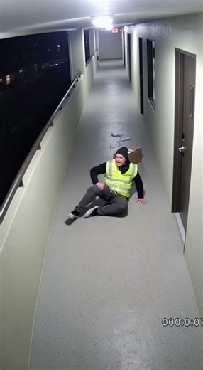 Spy Cam Catches Courier Falling