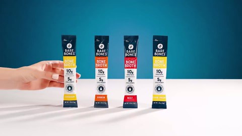 Bare Bones Lemon Ginger Bone Broth Instant Powdered Mix Packets | 5g Collagen | 10g Protein | Keto & Paleo Friendly | No Artificial Flavors | Rich Savory on-the-go 16 Pack