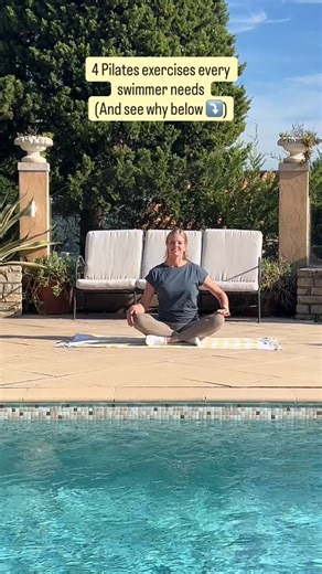 These 4 Pilates exercises build the strength, rotation control your body needs for powerful, pain-free swimming, and for life beyond the pool. 1. Waist Twist – Builds rotational strength through your spine and core. 2. Single Leg Kick – Strengthens hamstrings quads while improving upper spine extension shoulder stability. 3. Diamond Press with Arm Circle – Strengthens spinal extensors for posture shoulder mobility. 4. Double Leg Stretch – Integrates upper lower core control for full-body coordin